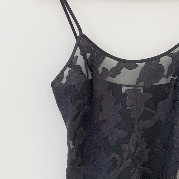 Vintage Tops - Vintage sheer cami tank with floral applique